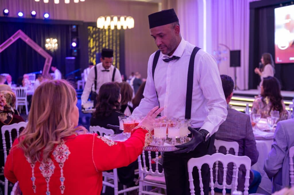 Dinner service during a corporate gathering