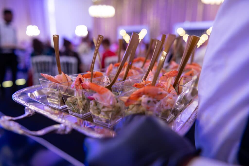 A selection of beautifully presented event canapés