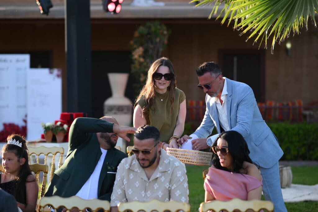 Guests sharing a relaxed garden gathering